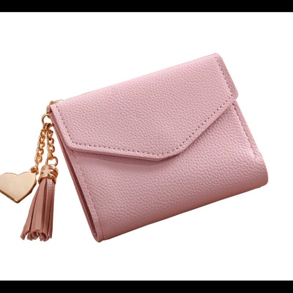 Real Pink Leather Wallet w pendant & tassel
